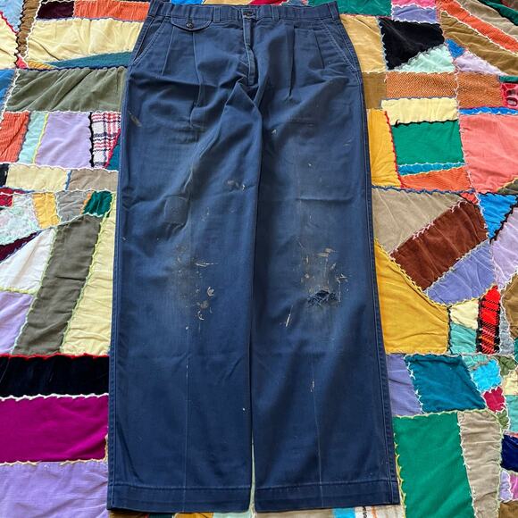 Vintage Dockers Paint Splattered Distressed Navy Pants 33Wx29L - Picture 1 of 6